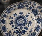 A blue-and-white porcelain plate.