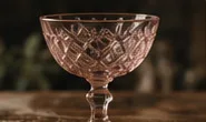A pink cut-glass goblet.